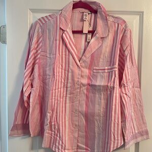 NWT Victoria Secret pink stripe cotton pajama set